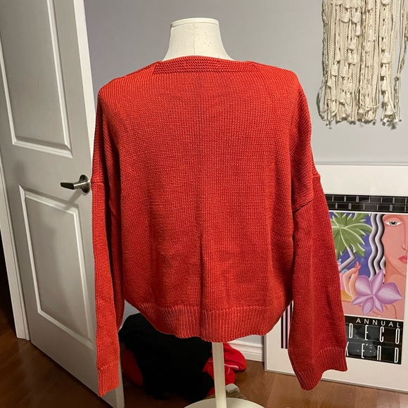 Cable knit oversized cardigan with pearl button - Picture 2 of 3